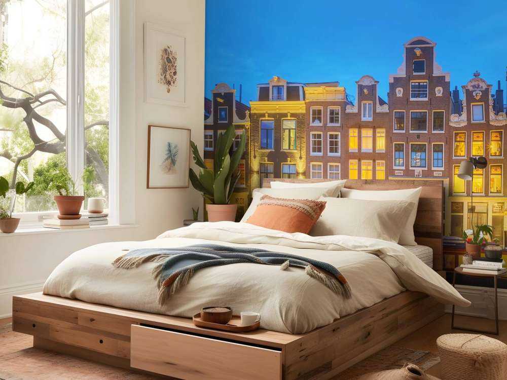 Amsterdam houses in the night