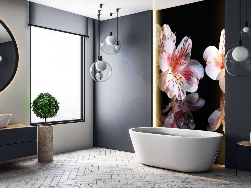 Alstroemeria flowers with reflection
