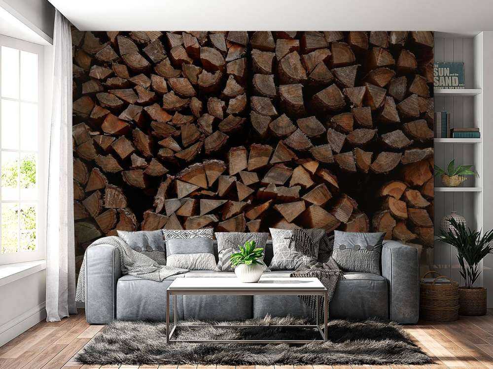 Round piles of wood