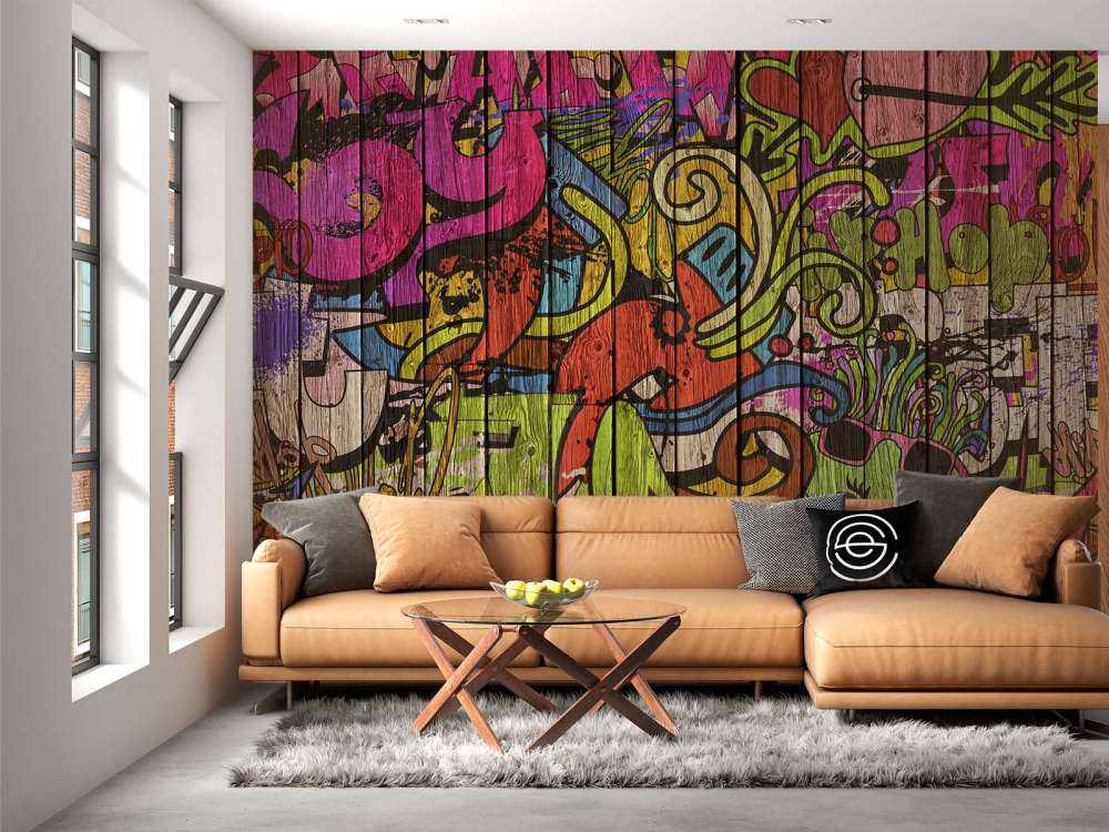 Street graffiti on old wood