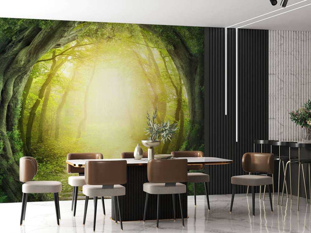 Stone path through forest