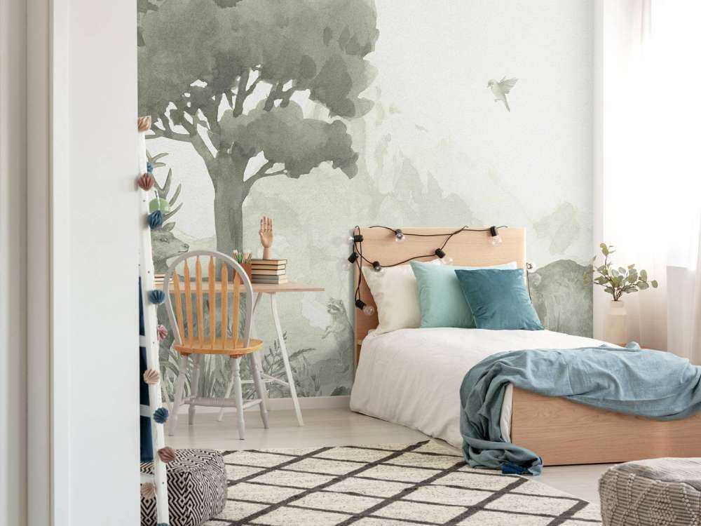 Forest animals in green