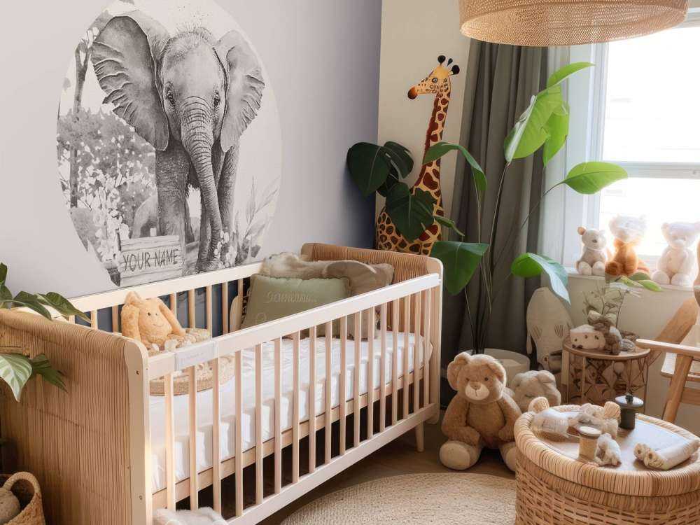 Baby elephant in the jungle beige