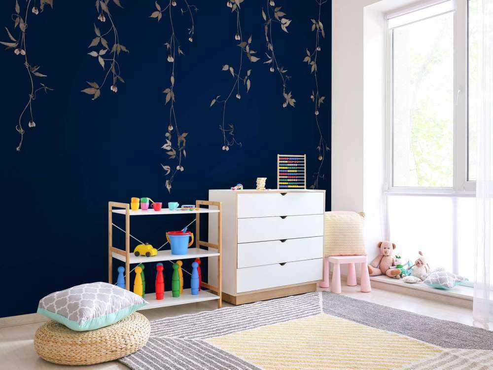 Clematis sprigs on midnight blue