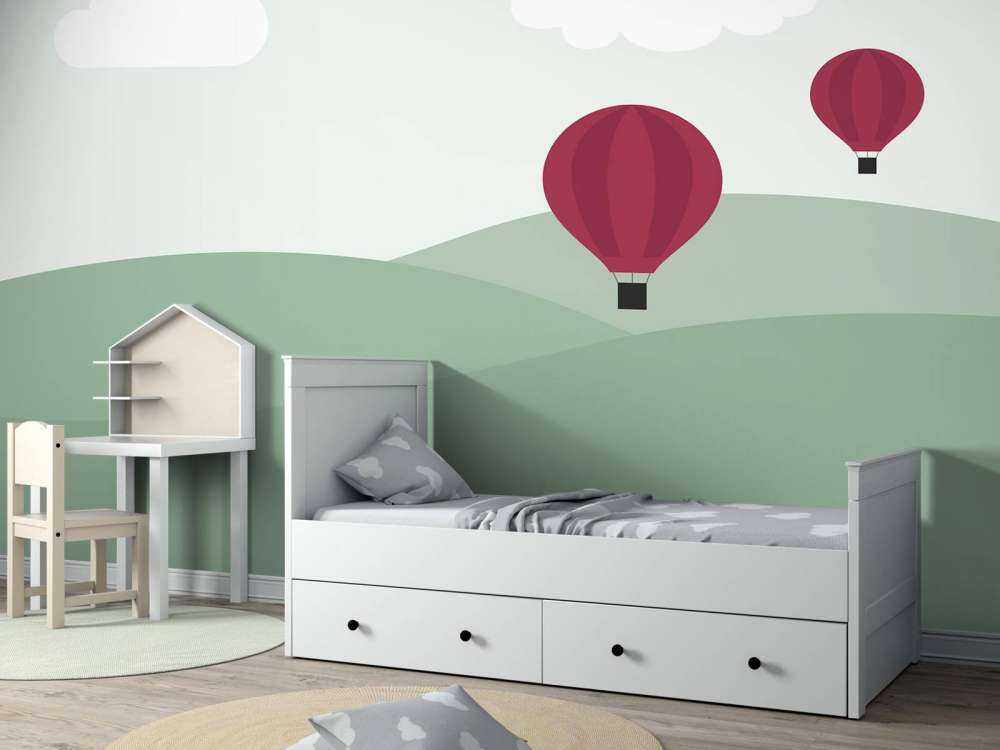 Hills with hot air balloons