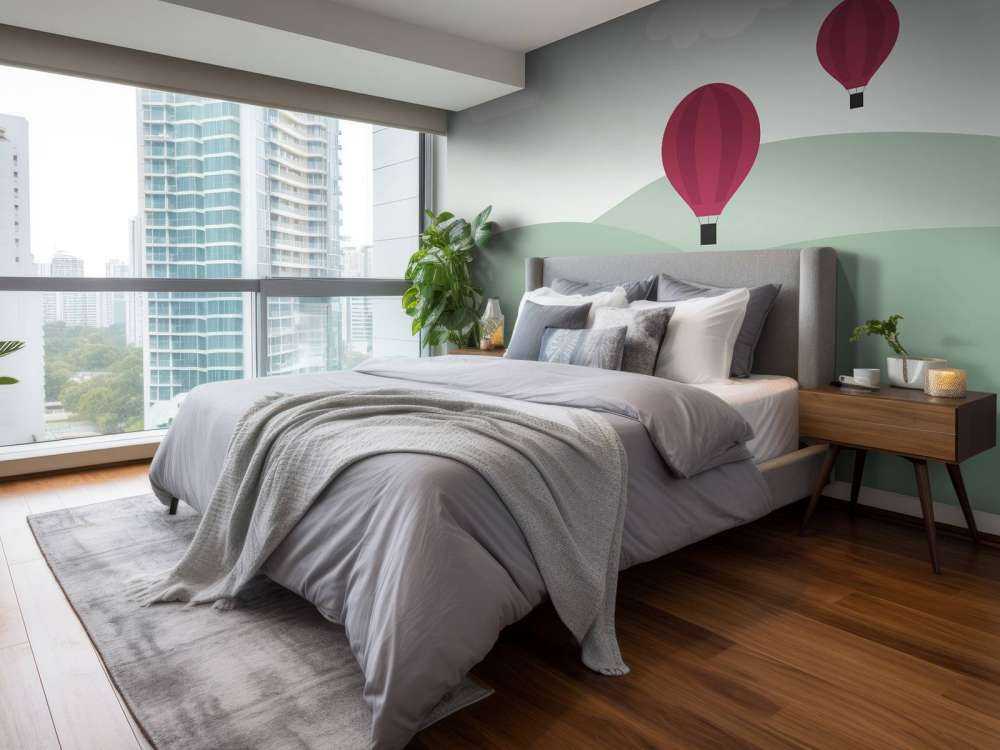 Hills with hot air balloons