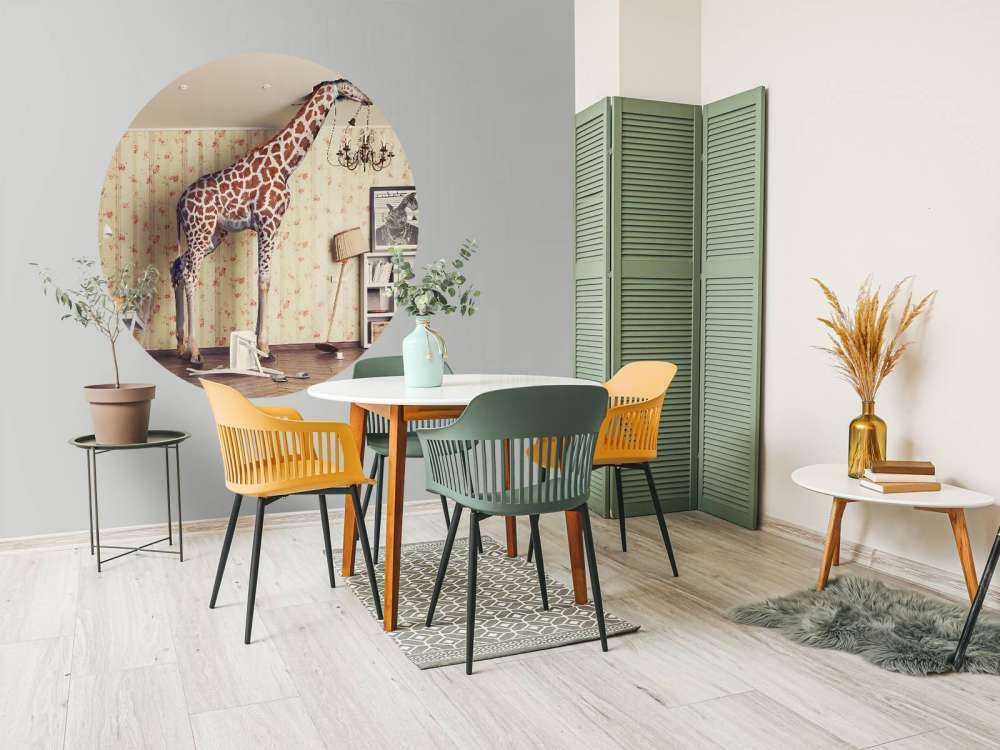 Giraffe in the living room