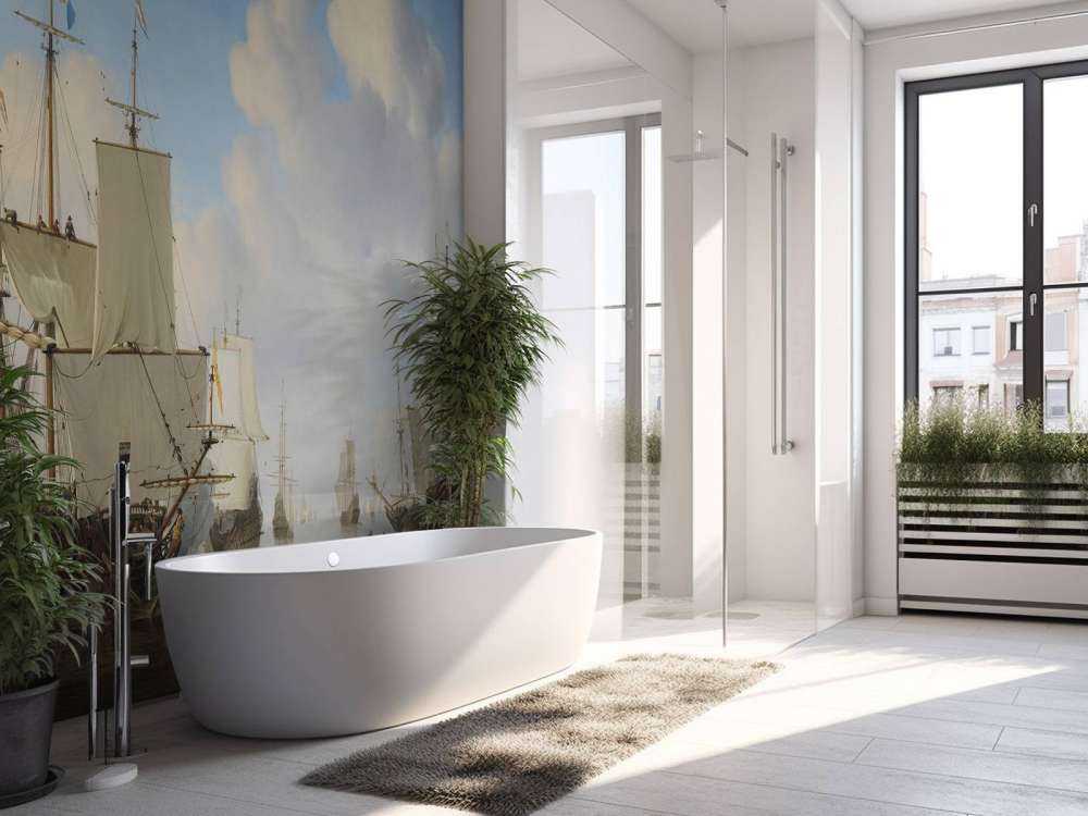 Photo wallpaper Rijksmuseum. Dutch ships on a calm sea.