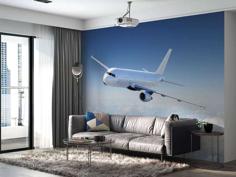 Airplane above the clouds