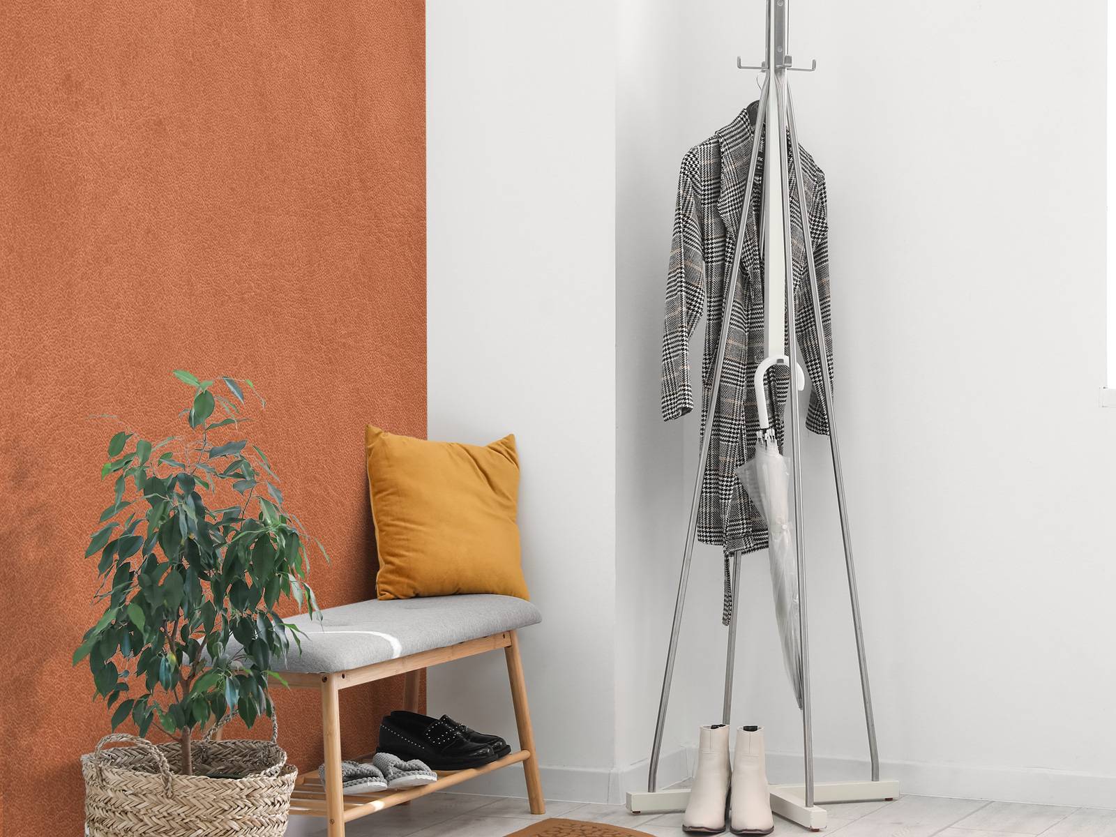 Leather structure in terracotta colours