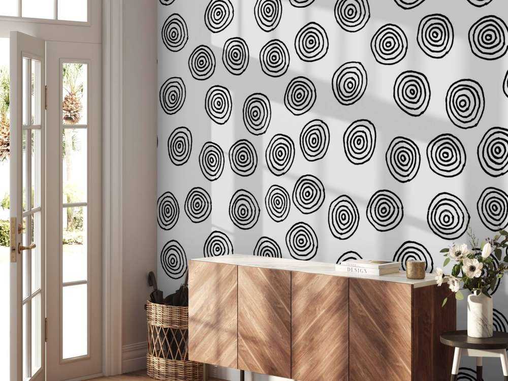 Abstract circles in black and white