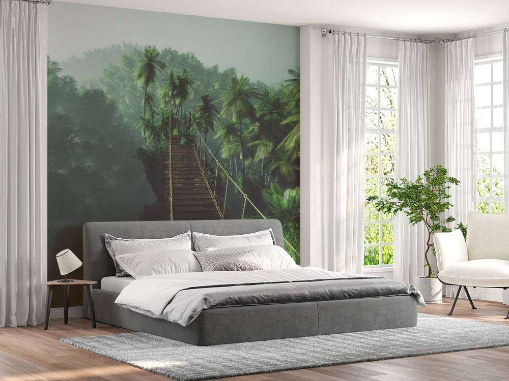 Rope bridge in the mist