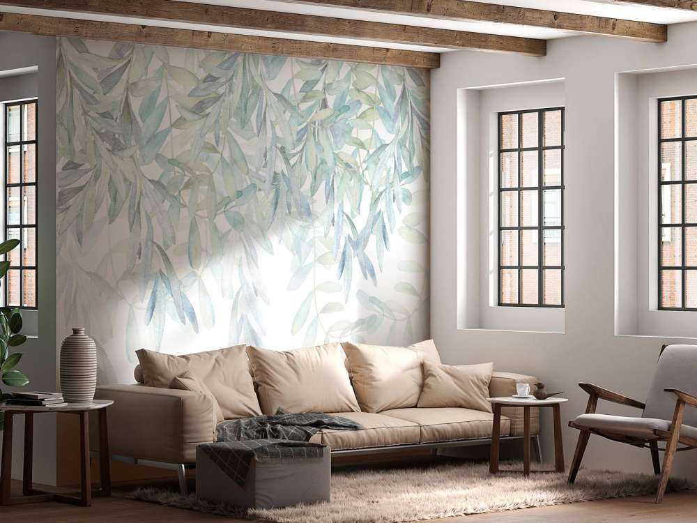 Pastel coloured watercolour leaves