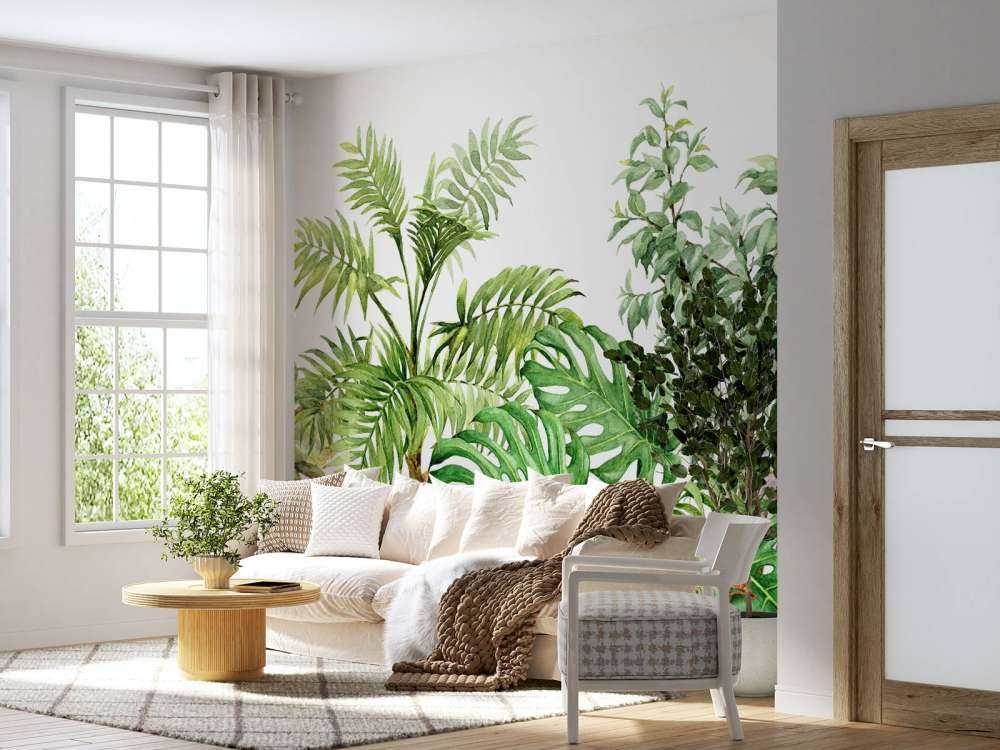 Tropical plants in watercolour