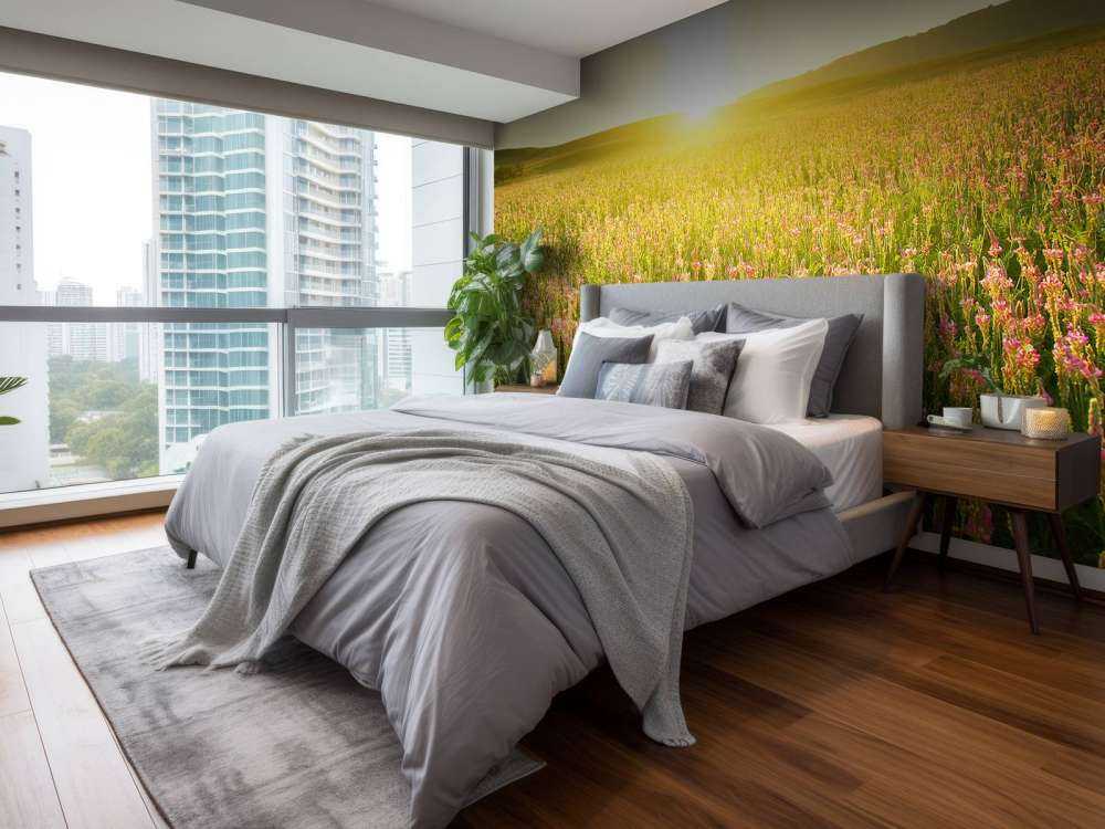 Zonsopkomst bij een bloemenveld