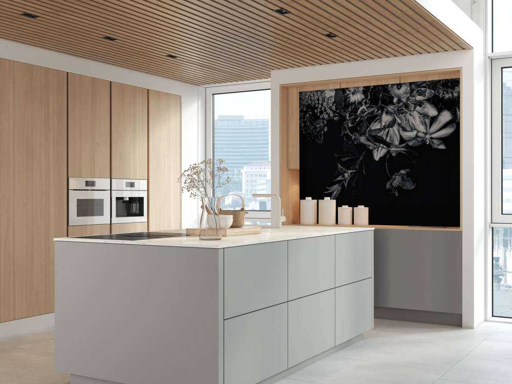 Bloemen muur blue tone