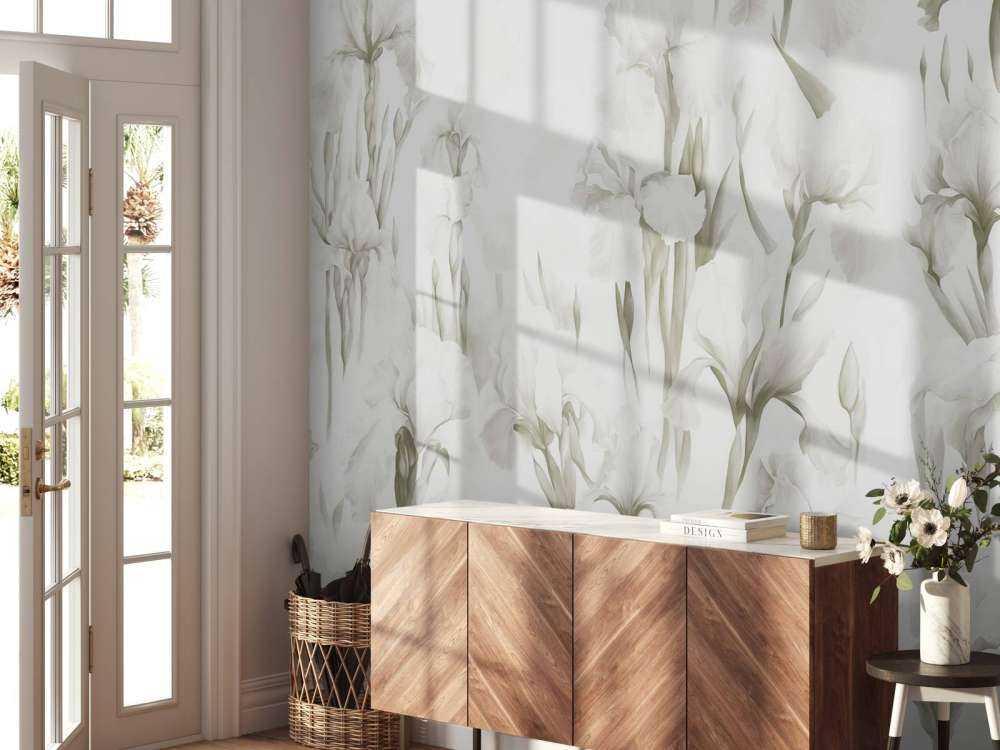 Irises dance in seamless light sepia.