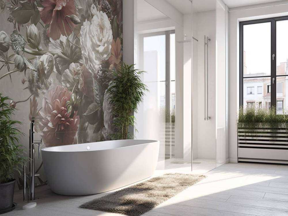 Big bouquet with poppies cream