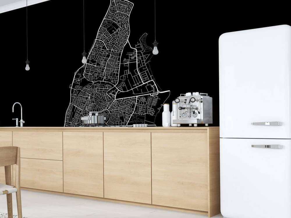 Plattegrond van Haarlem, zwart