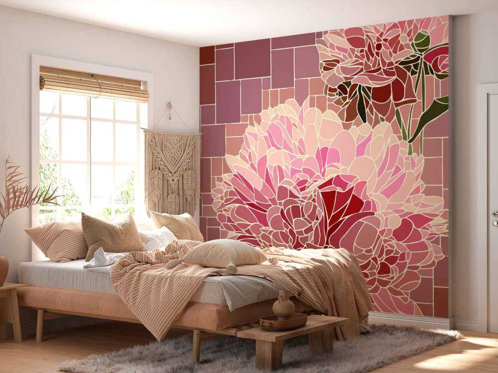 Pink flowers mosaic
