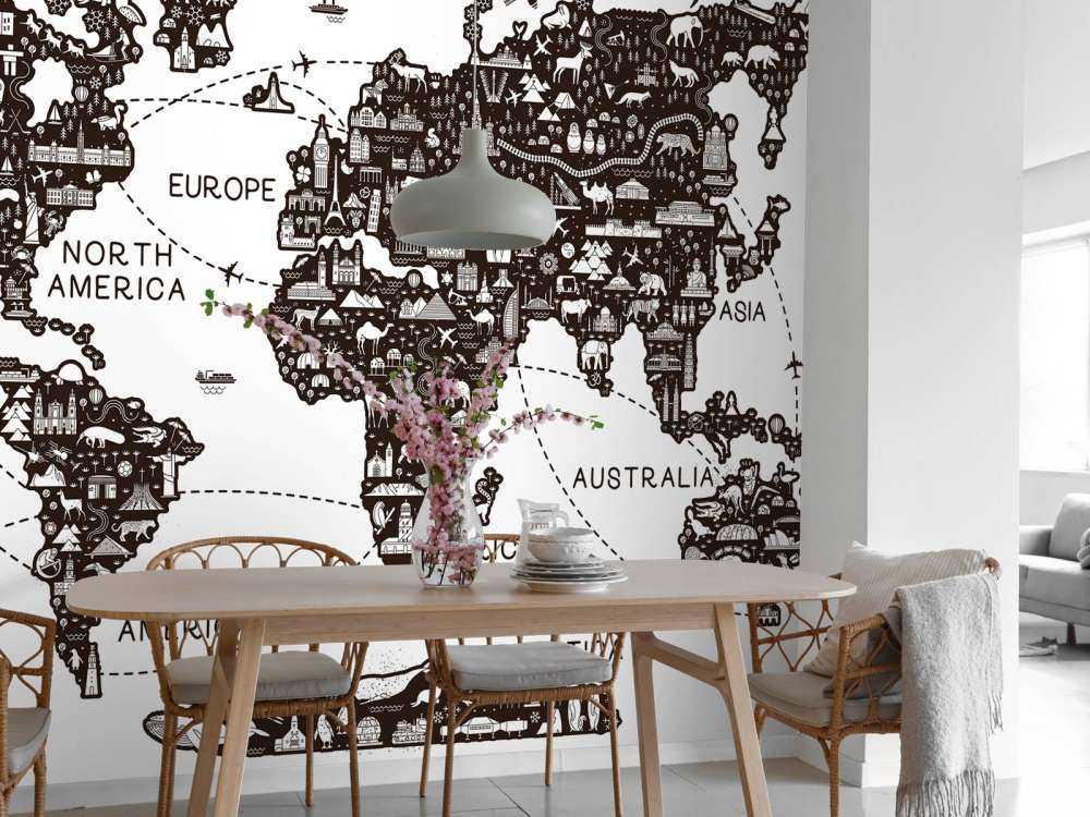 Wereldkaart met reislijnen