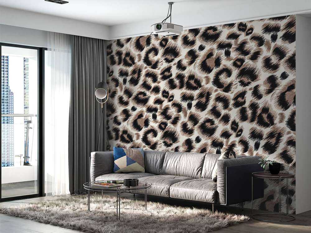 Beige coloured panther coat