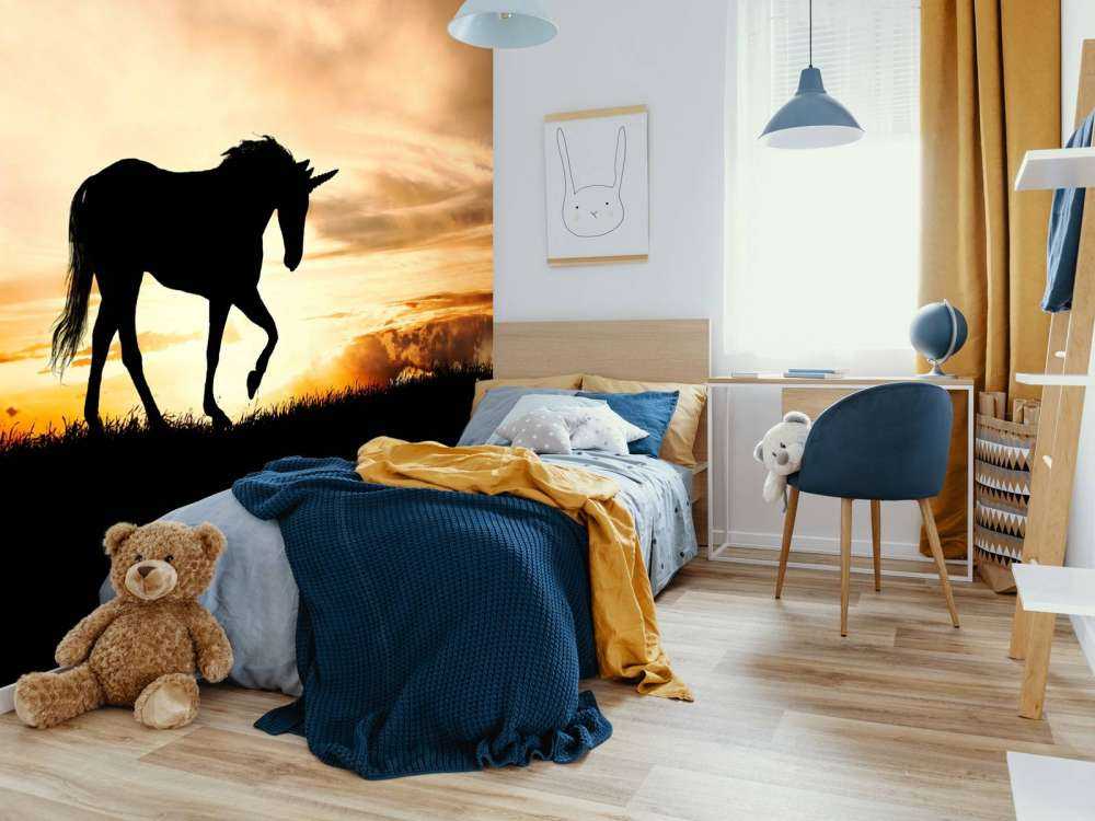 Unicorn silhouette at sunset