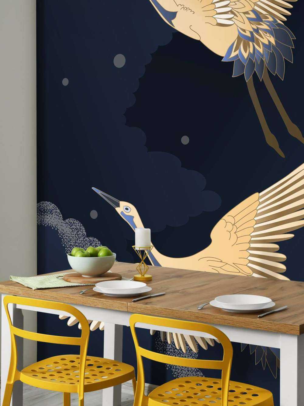 Kraanvogels in donkere nacht