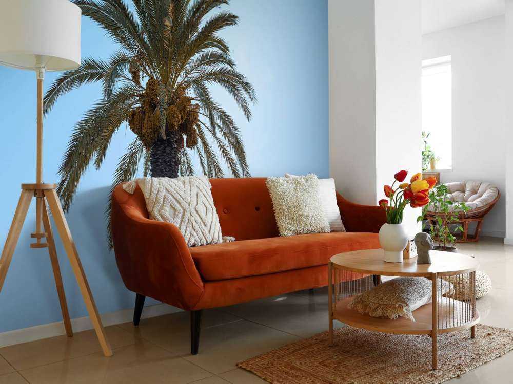 Blauw lucht en palmboom