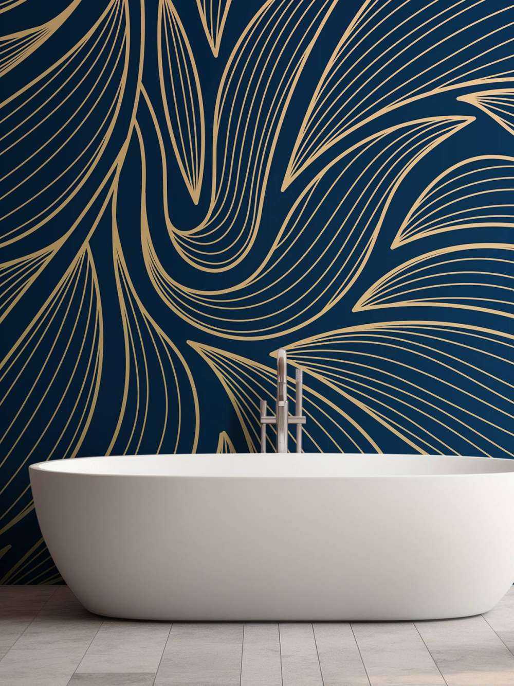 Art deco flowers blue