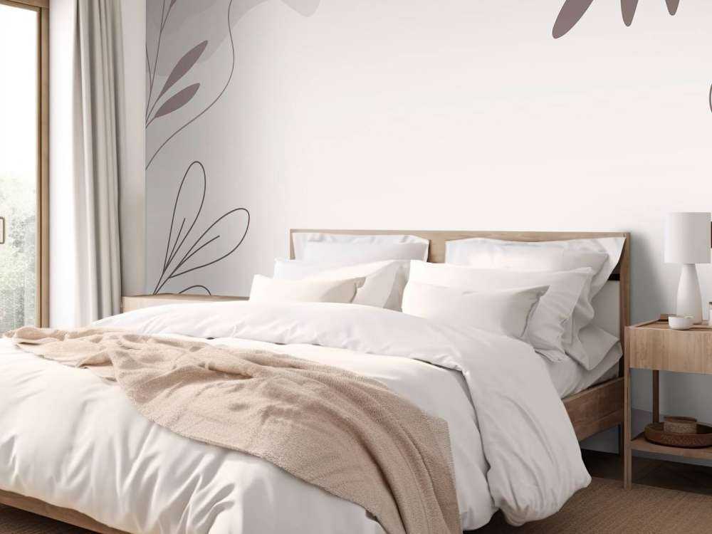 Paarse illustratie met planten en vormen