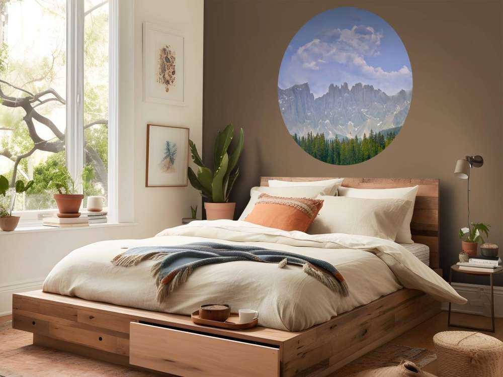 Mountains with trees and clouds