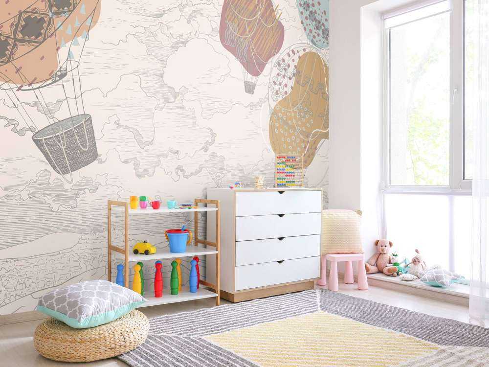 Colored hot air balloons