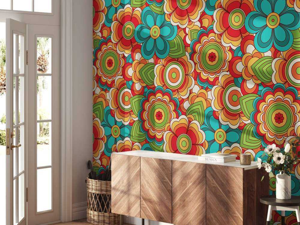 Colourful retro flowers