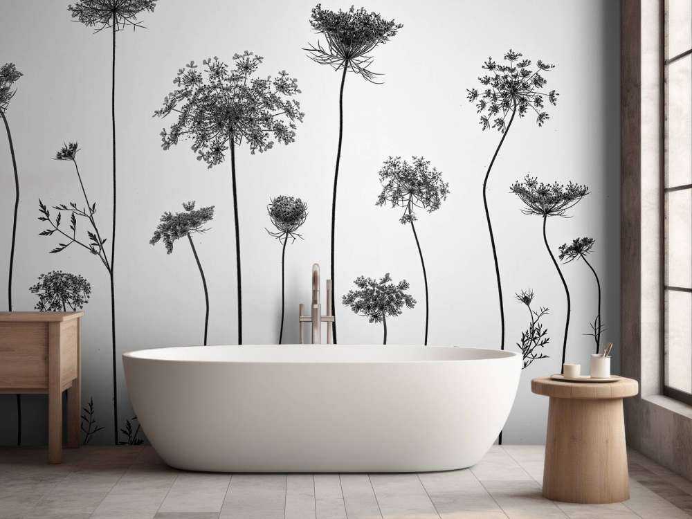 Cow parsley in black and white