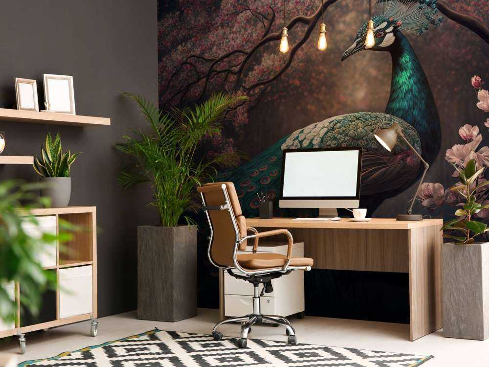 Peacock in Blossom Splendor