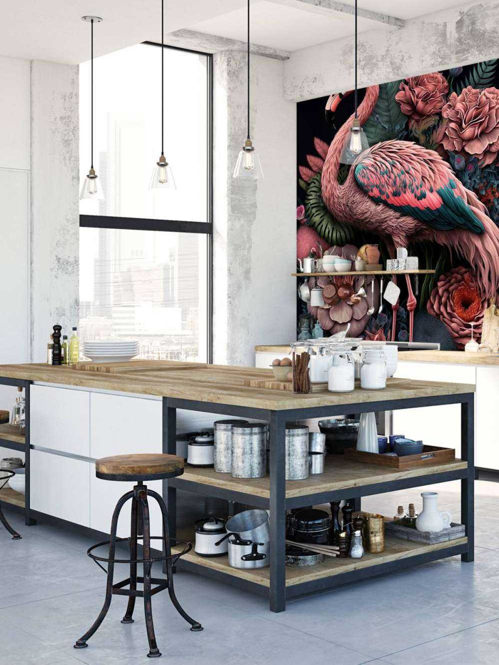 Flamingo Floral Splendor Night