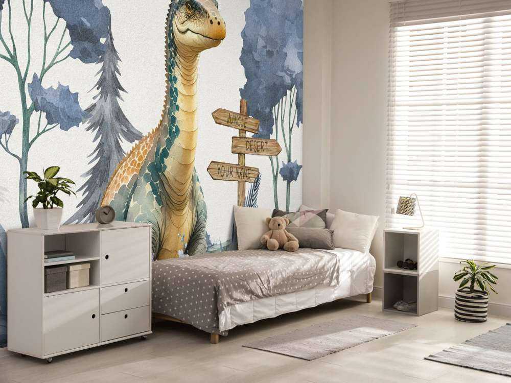 Baby brachiosaurus in the blue jungle