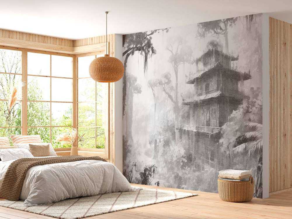 Hidden Hut in Misty Forest