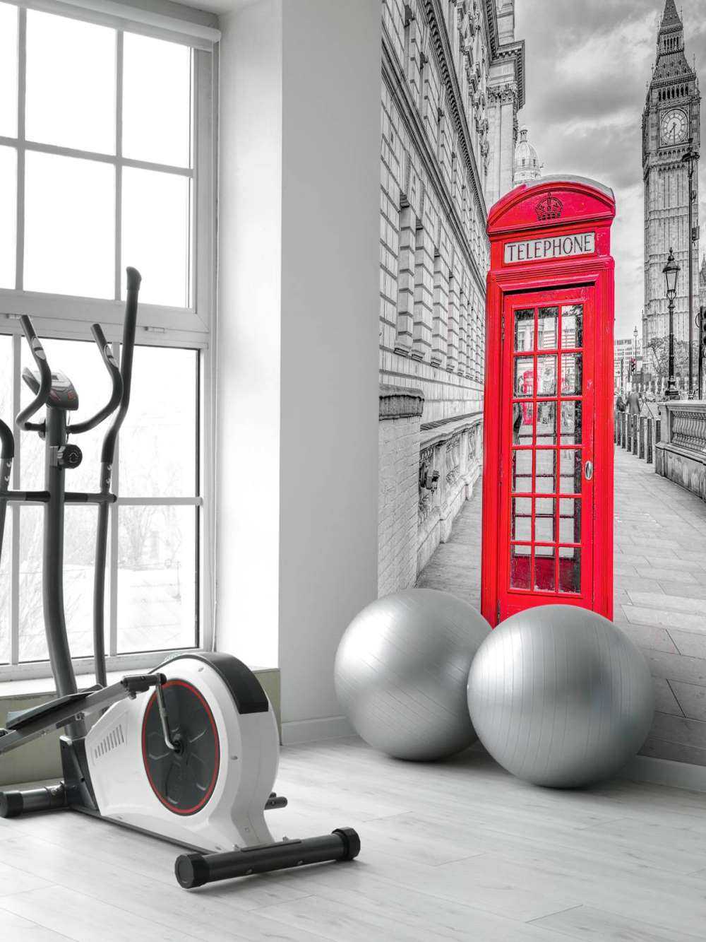 Telephone booth with Big Ben, London, UK