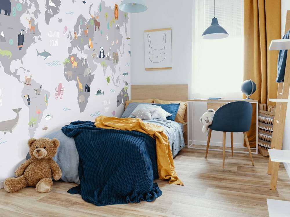 World map with wild animals