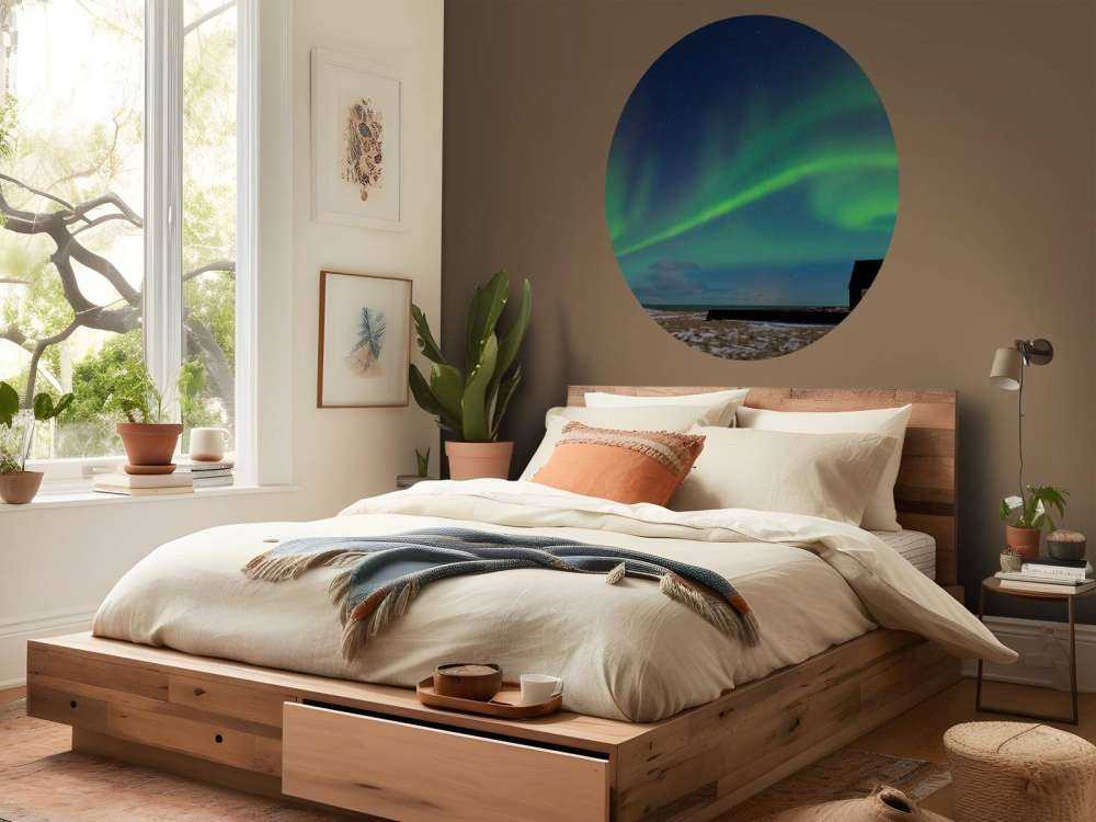 Northern lights above a church