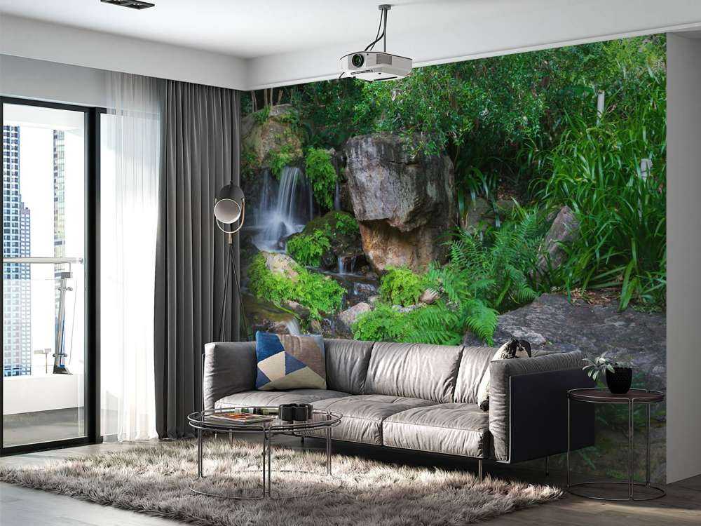 Waterfall with tropical plants