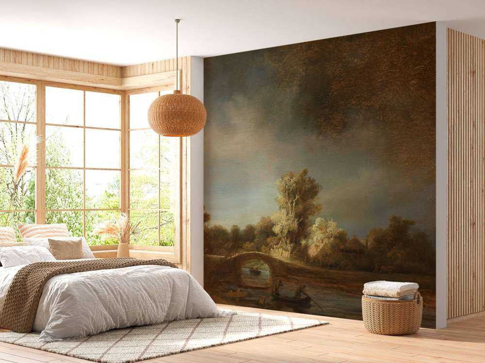 Landscape with stone bridge