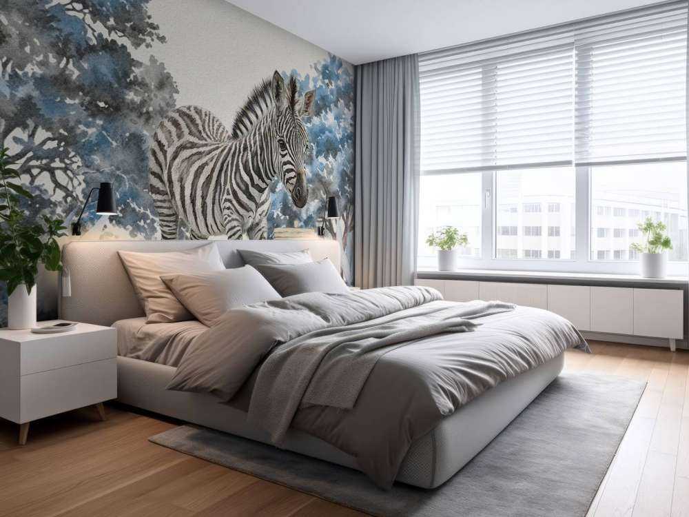 Young zebra in the wild blue