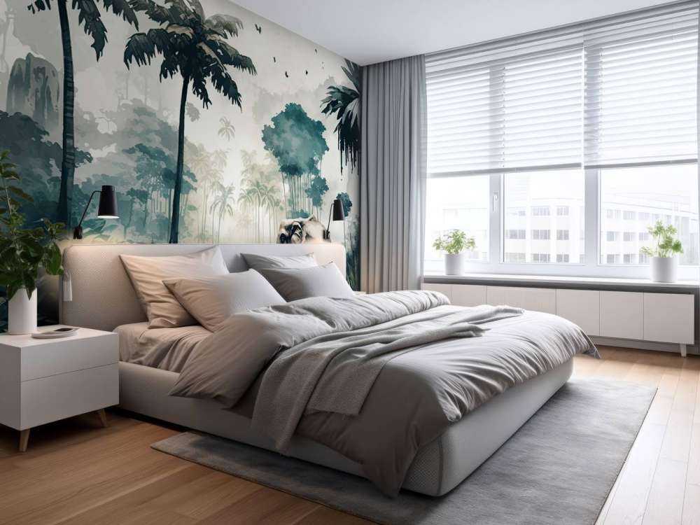 Tropical jungle in watercolor style