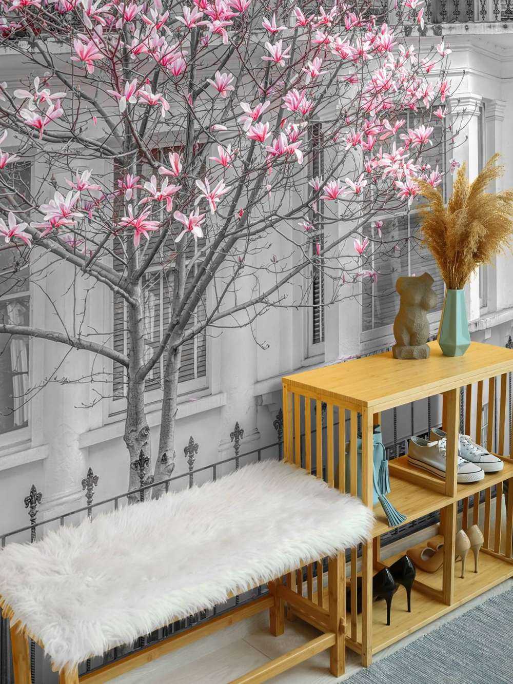 Flowering magnolia tree