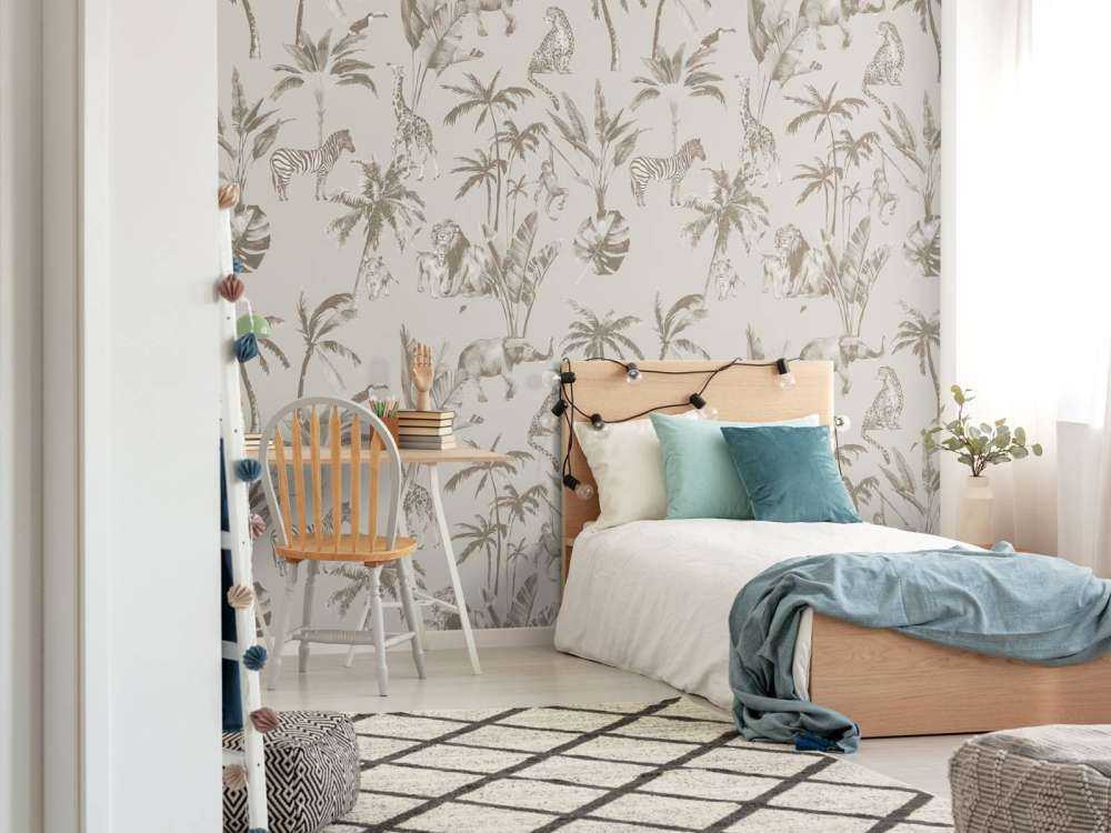 Animal jungle pattern taupe