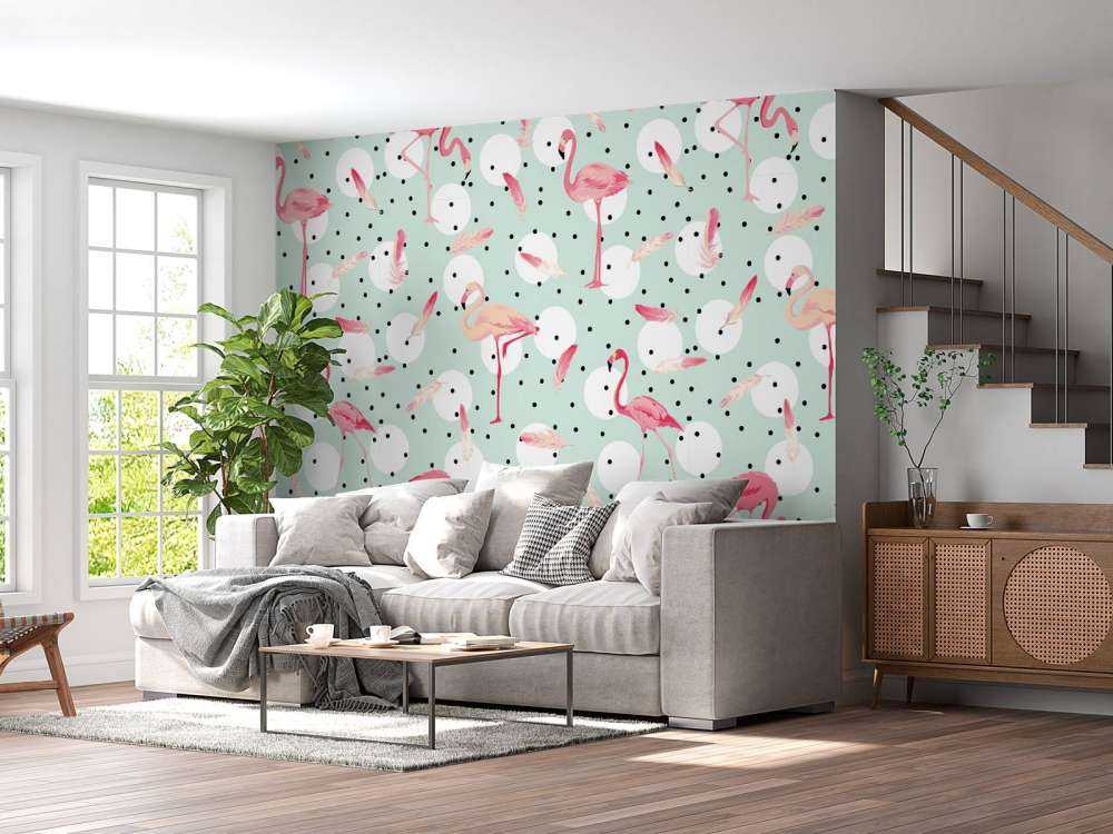 Flamingos and feathers