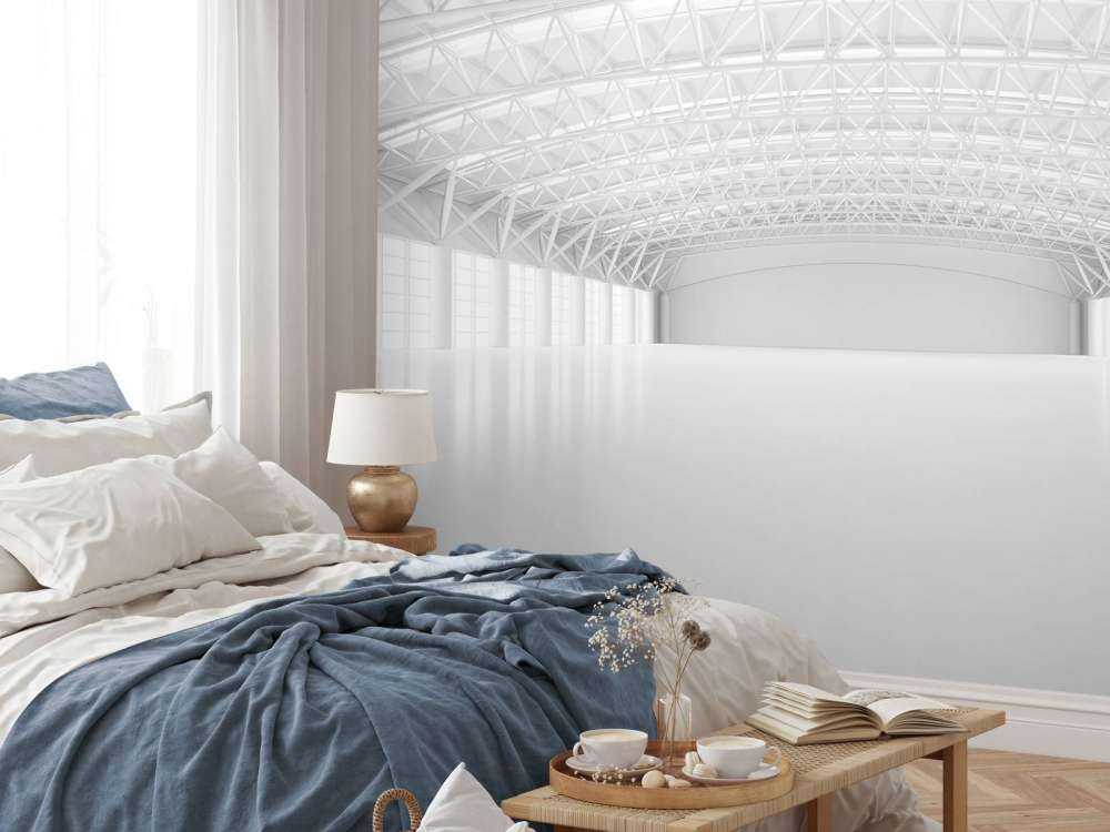 Empty white warehouse